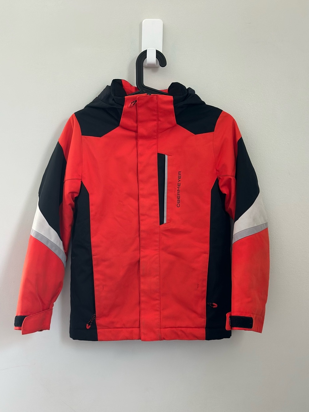 Obermeyer Teen S Size 8 Ski Snowboard Jacket Orange Black Insulated